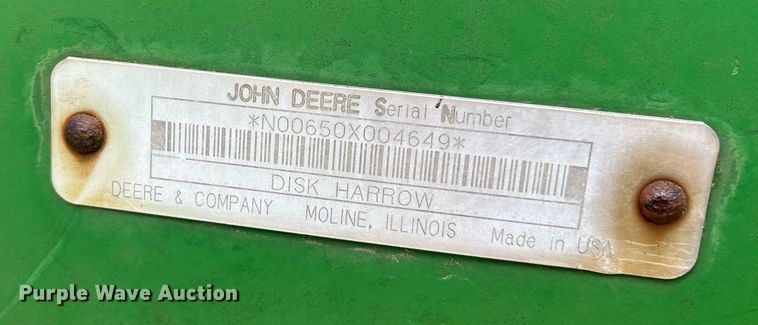 image for item DK7987 John Deere 650  tandem disk