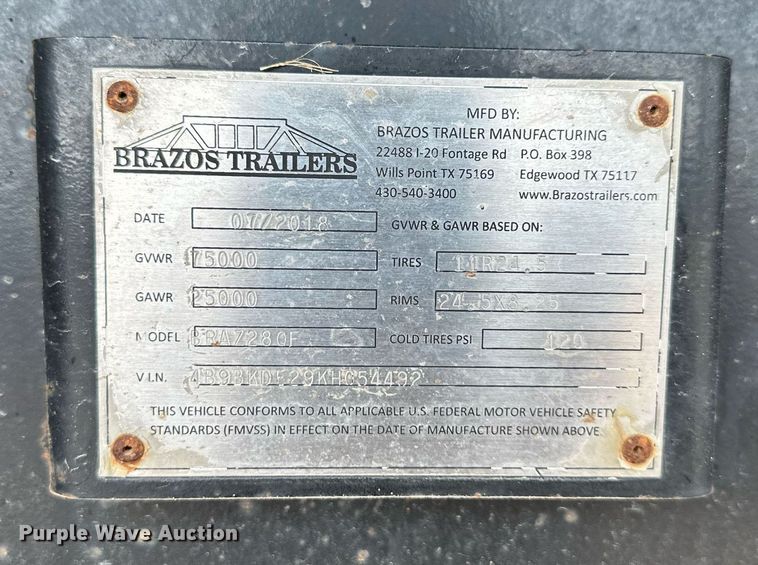 image for item DS6328 2019 Brazos BRAZ280F  end dump trailer