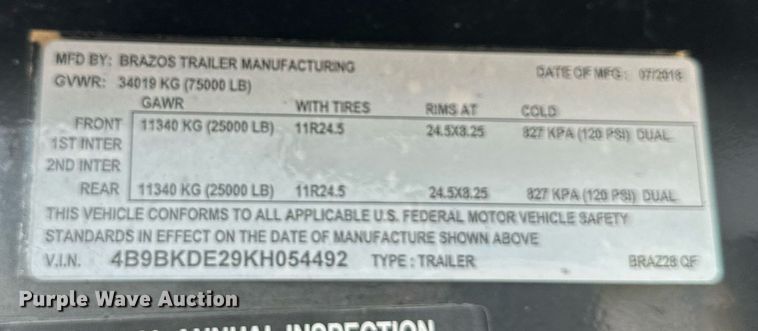 image for item DS6328 2019 Brazos BRAZ280F  end dump trailer