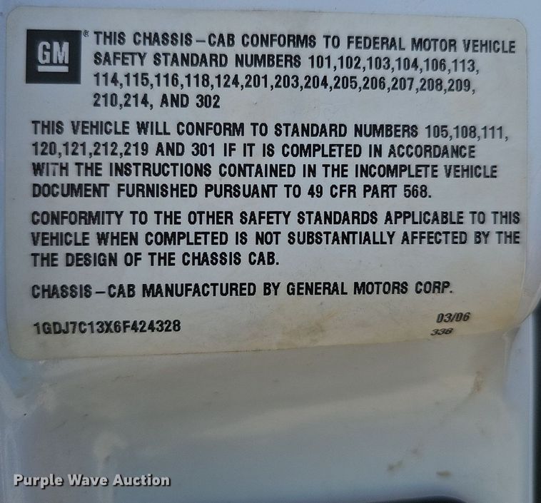 image for item DS6333 2006 GMC C7500  dump flatbed truck