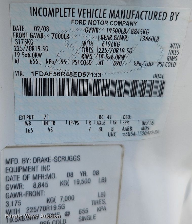 image for item DS6335 2008 Ford F550 Super Duty XL  utility / service truck