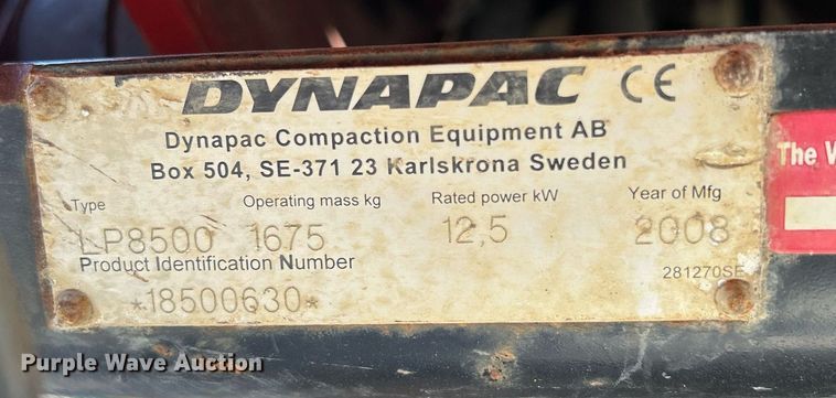 image for item DS6351 2008 Dynapac LP8500  trench compactor
