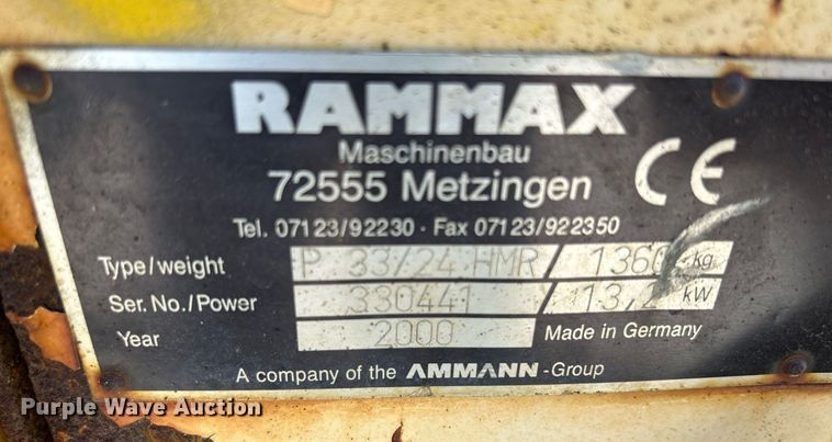 image for item DS6352 2000 Rammax P33/24  trench compactor