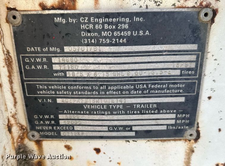 image for item DS6369 1991 CZ Engineering  pole trailer