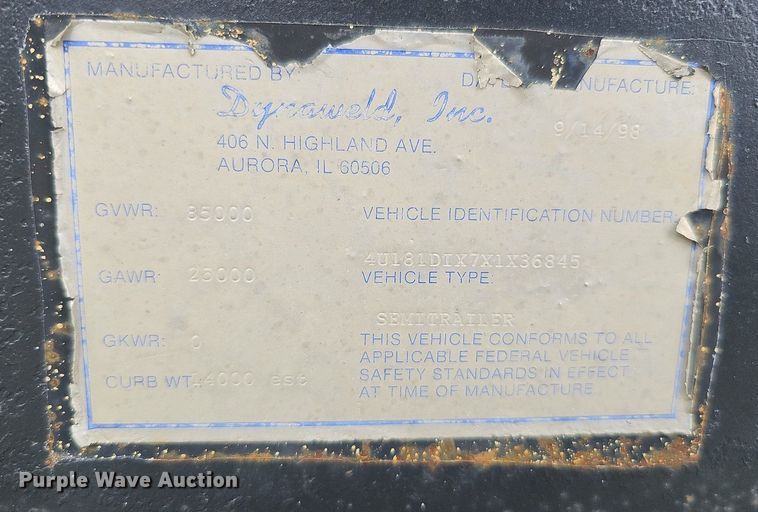 image for item DS6379 1999 Dynaweld  lowboy equipment trailer