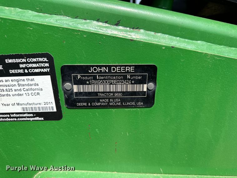 image for item DS6396 2011 John Deere 9530 Scraper Special  4WD tractor