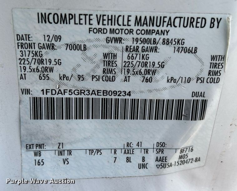 image for item DS6398 2010 Ford F550 Super Duty XL  utility / service truck