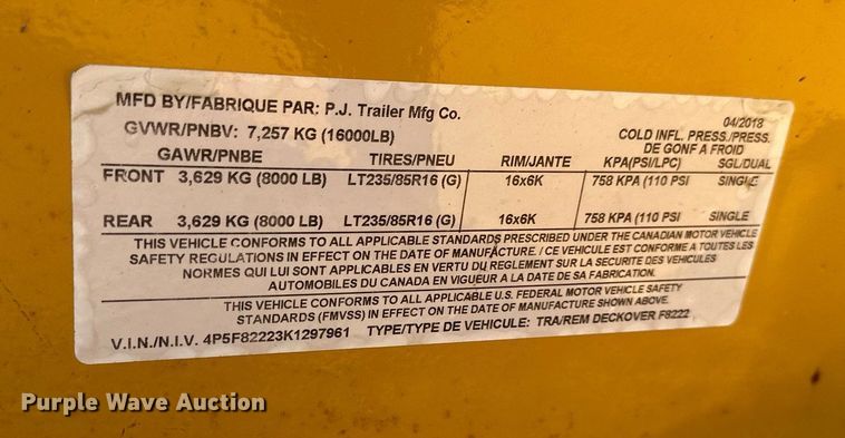 image for item DS6402 2019 PJ  equipment trailer
