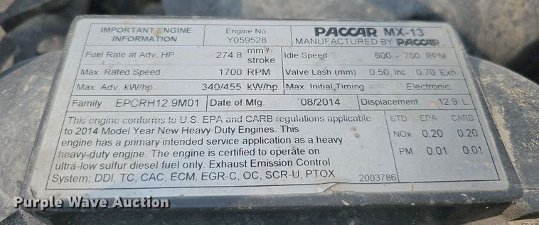 image for item DS6407 2015 Kenworth T880  dump truck