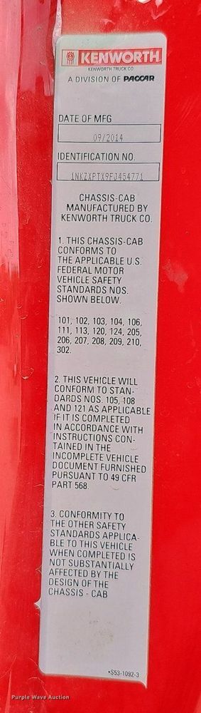 image for item DS6407 2015 Kenworth T880  dump truck