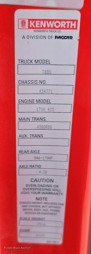 image for item DS6407 2015 Kenworth T880  dump truck