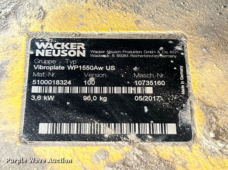image for item JX9062 Wacker Neuson WP1550  plate compactor