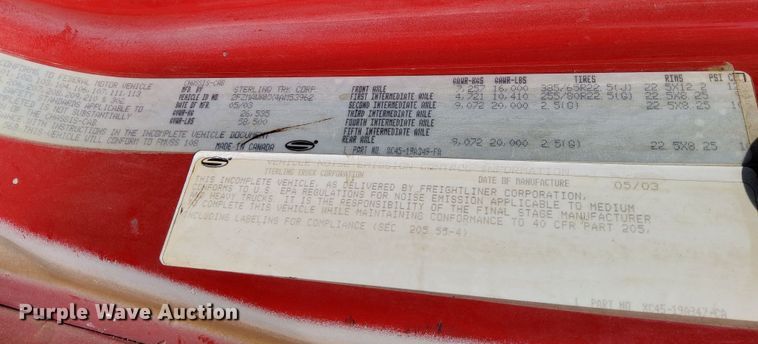 image for item AF9709 2004 Sterling L8500  dump truck