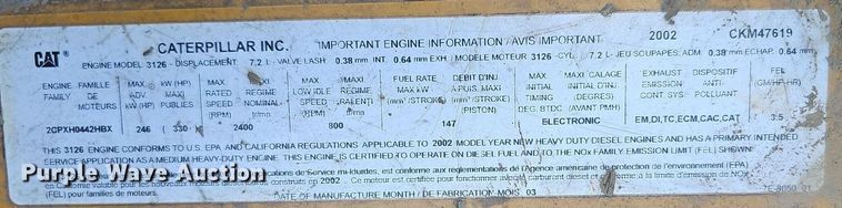 image for item DO2787 2002 GMC T7500  hook lift truck