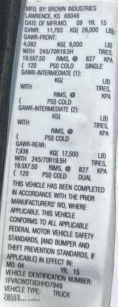 image for item DO5029 2016 Freightliner Business Class M2 106  box truck