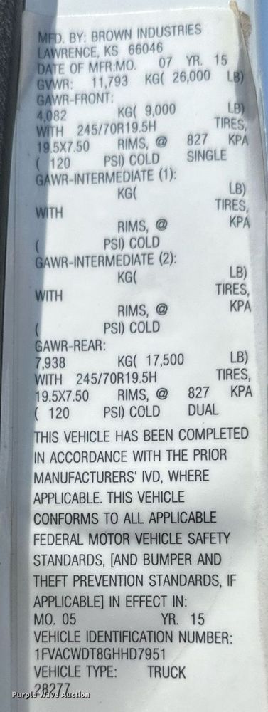 image for item DO5030 2016 Freightliner Business Class M2 106  box truck