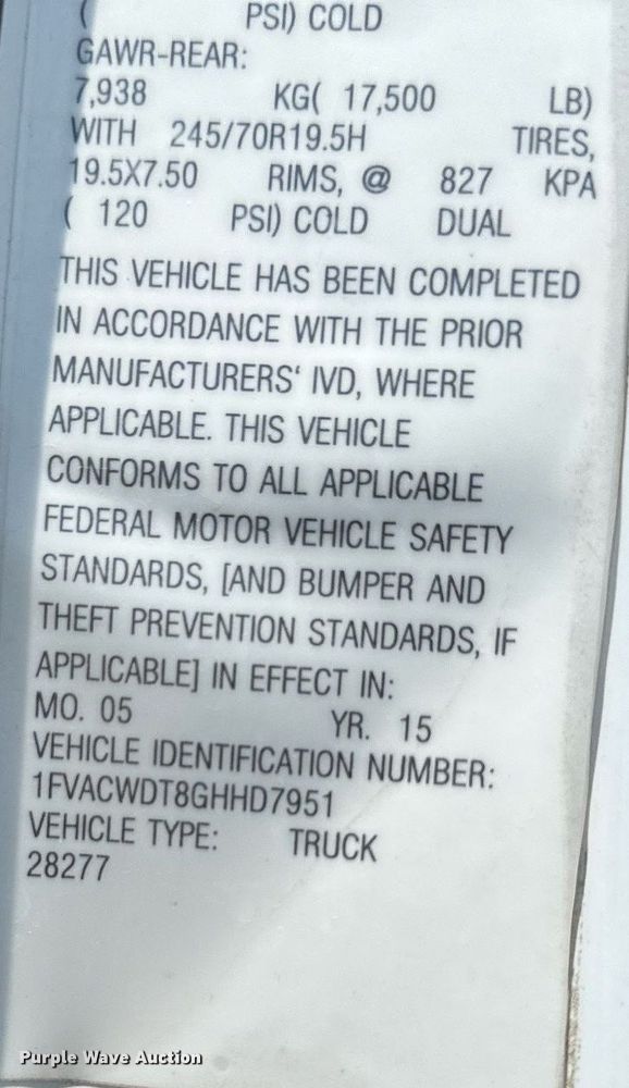 image for item DO5030 2016 Freightliner Business Class M2 106  box truck