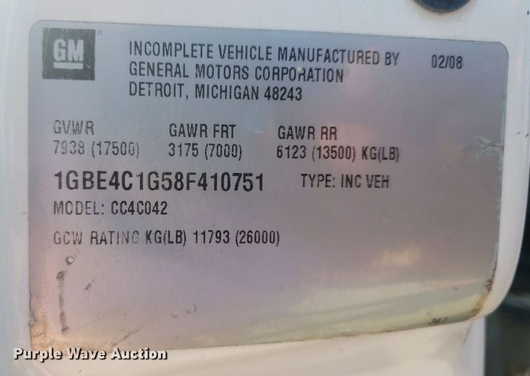 image for item DP7952 2008  Chevrolet C4500  flatbed truck