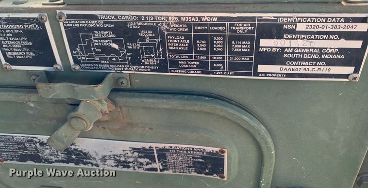 image for item DP8650 1972 Am General M35A3  flatbed truck