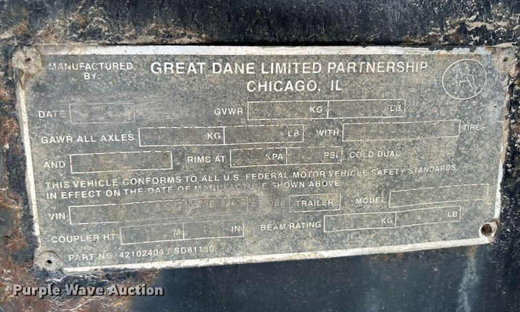 image for item DR4691 2005 Great Dane GPLWSAR249  flatbed trailer