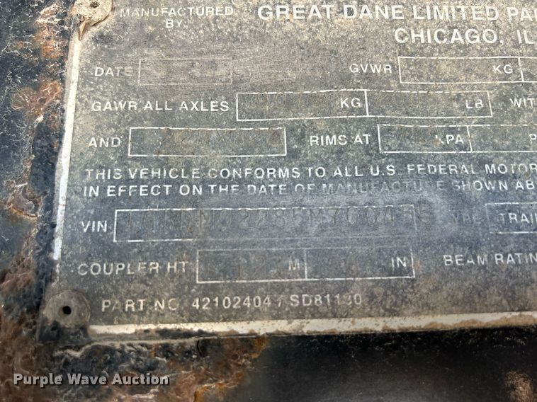 image for item DR4691 2005 Great Dane GPLWSAR249  flatbed trailer