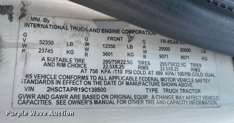 image for item DR5738 2009 International ProStar  semi truck