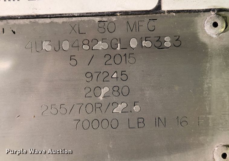 image for item FB9851 2016 XL Specialized Trailers XL 80-MFG  lowboy equipment trailer