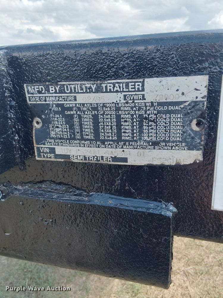 image for item KL9079 1995 Utility  flatbed trailer