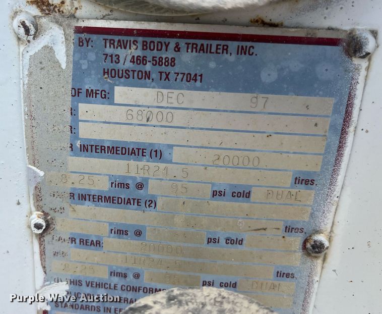 image for item LA9994 1998 Travis  end dump trailer