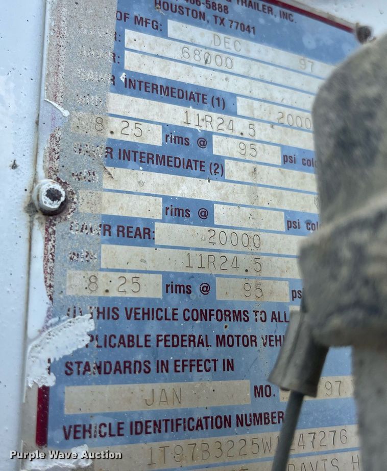 image for item LA9994 1998 Travis  end dump trailer