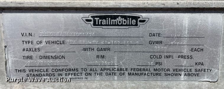 image for item LJ9651 2000 Trailmobile  dry van trailer