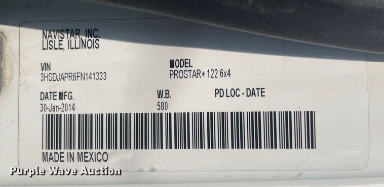 image for item LJ9674 2015 International ProStar Plus 122  semi truck