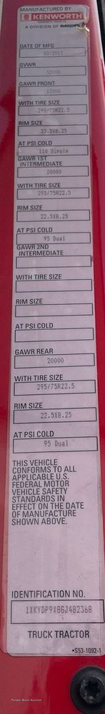 image for item LJ9684 2016 Kenworth T680  semi truck