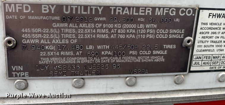 image for item LJ9695 2013 Utility VS2RA  refrigerated van trailer