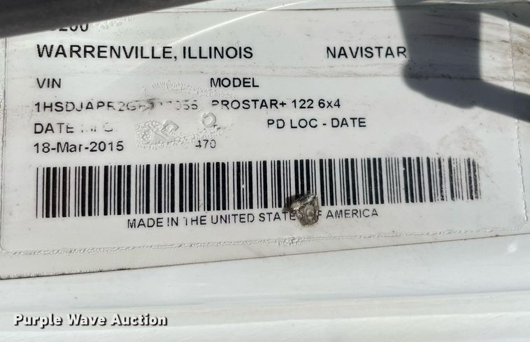 image for item LJ9722 2016 International ProStar Plus 122  semi truck