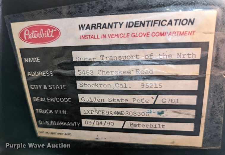 image for item LM9792 1991 Peterbilt 379  semi truck