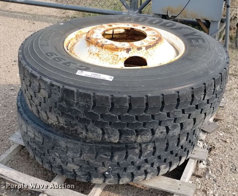image for item LP9618 (2) Goodyear G399 LHS 295/75R22.5 tires and wheels