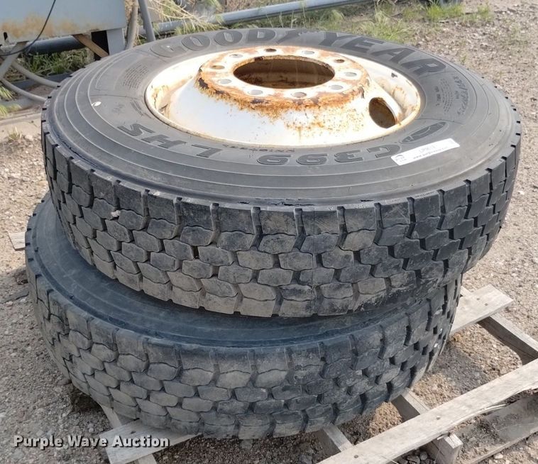 image for item LP9618 (2) Goodyear G399 LHS 295/75R22.5 tires and wheels