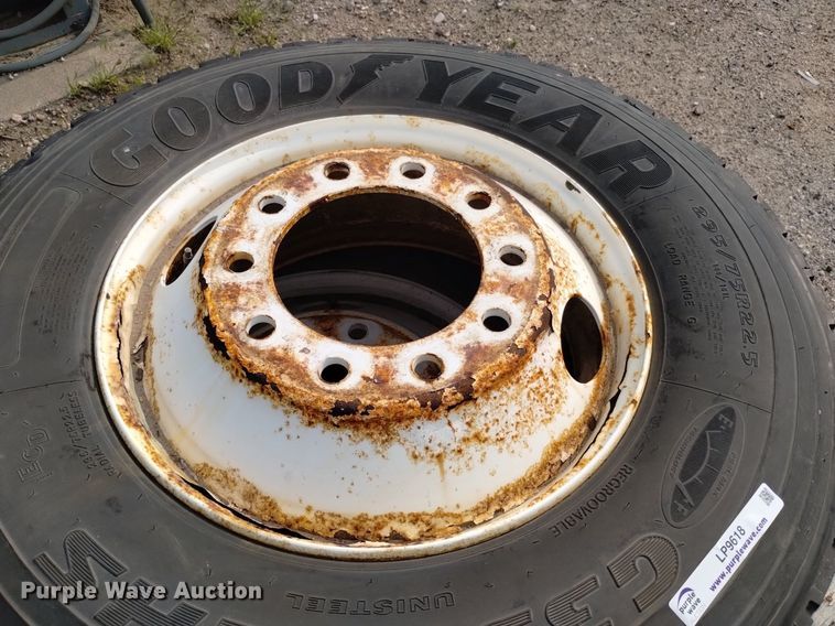 image for item LP9618 (2) Goodyear G399 LHS 295/75R22.5 tires and wheels