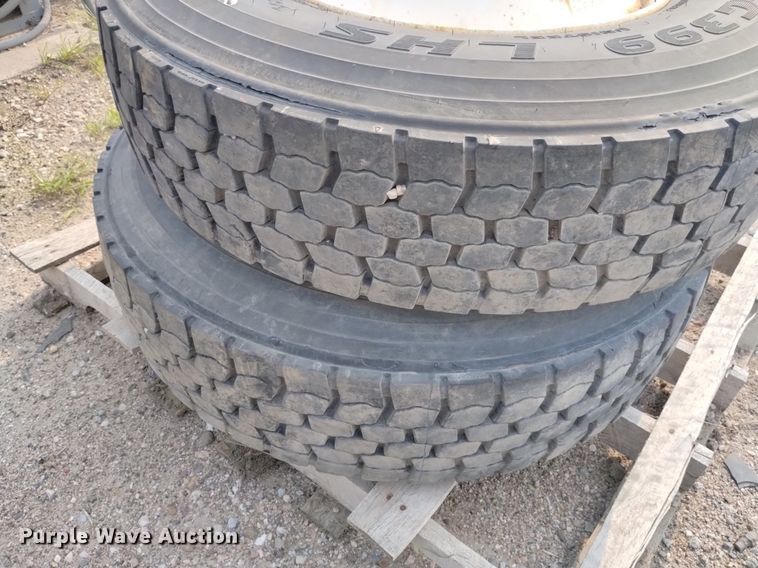 image for item LP9618 (2) Goodyear G399 LHS 295/75R22.5 tires and wheels