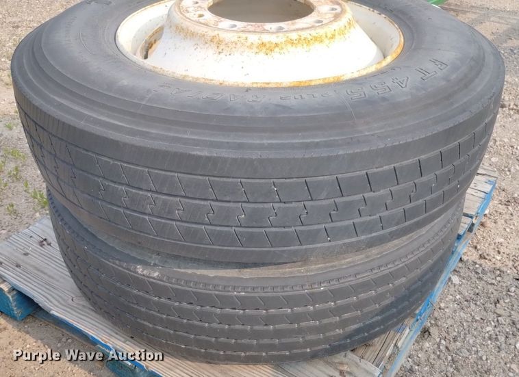 image for item LP9621 (4) 295/75R22.5 tires and wheels