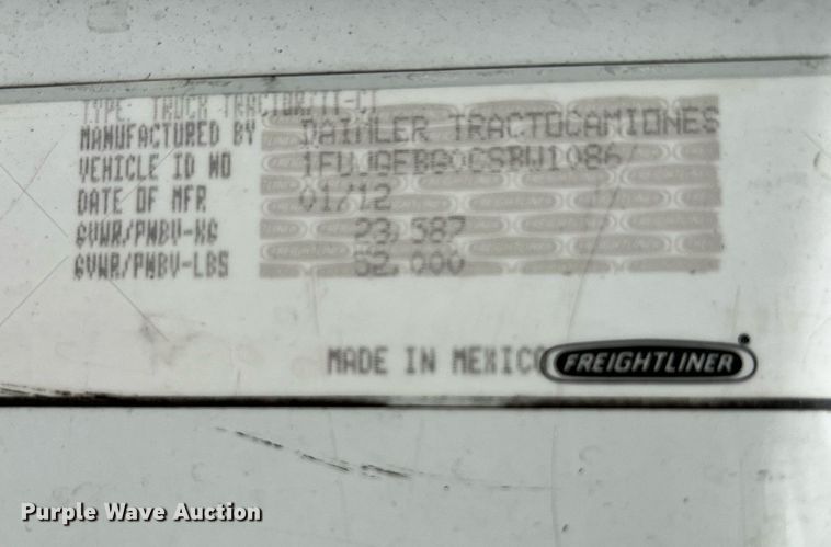 image for item MF9969 2012 Freightliner Cascadia 125  semi truck