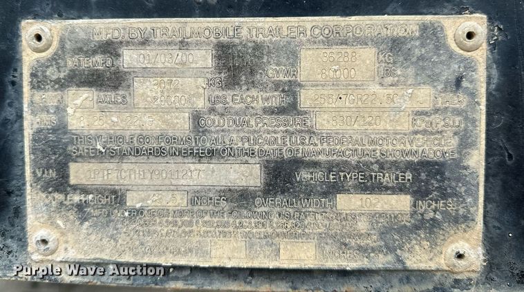 image for item OG9012 2000 Trailmobile F7CT  drop deck trailer