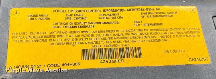 image for item DI7773 1995 Mercedes Benz S420