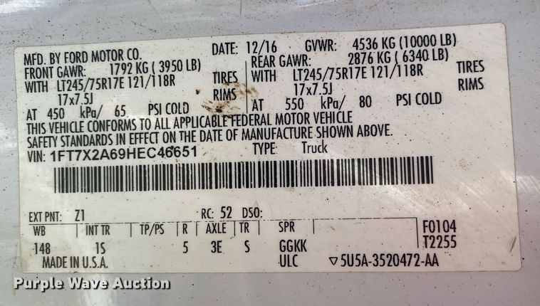 image for item DI7774 2017 Ford F250 Super Duty  SuperCab pickup truck