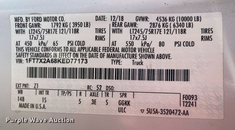 image for item DI7779 2019 Ford F250 Super Duty  SuperCab pickup truck