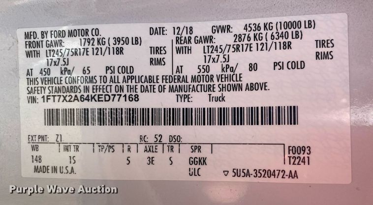 image for item DI7780 2019 Ford F250 Super Duty  SuperCab pickup truck