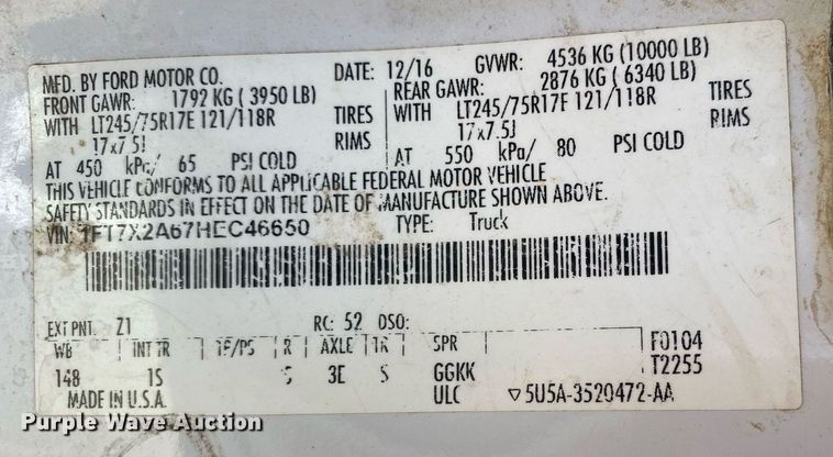 image for item DI7786 2017 Ford F250 Super Duty  SuperCab pickup truck