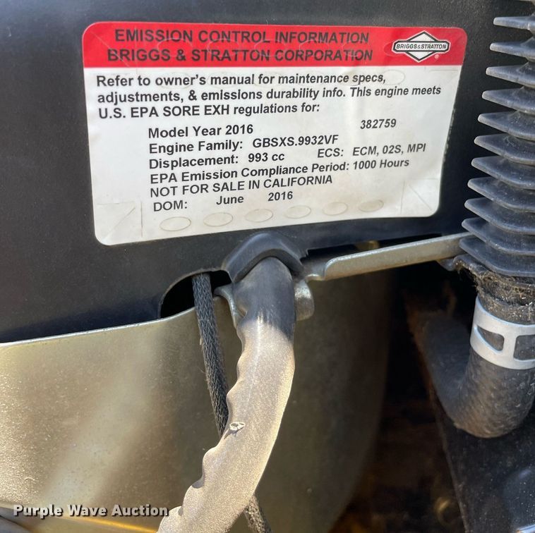 image for item DL3775 2016 Hustler Super 104  ZTR lawn mower