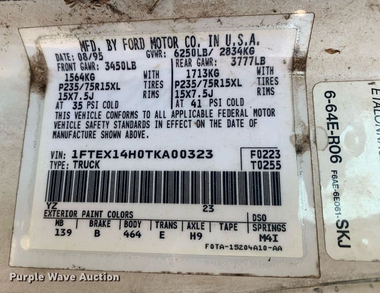 image for item DP8658 1996 Ford F150  SuperCab pickup truck